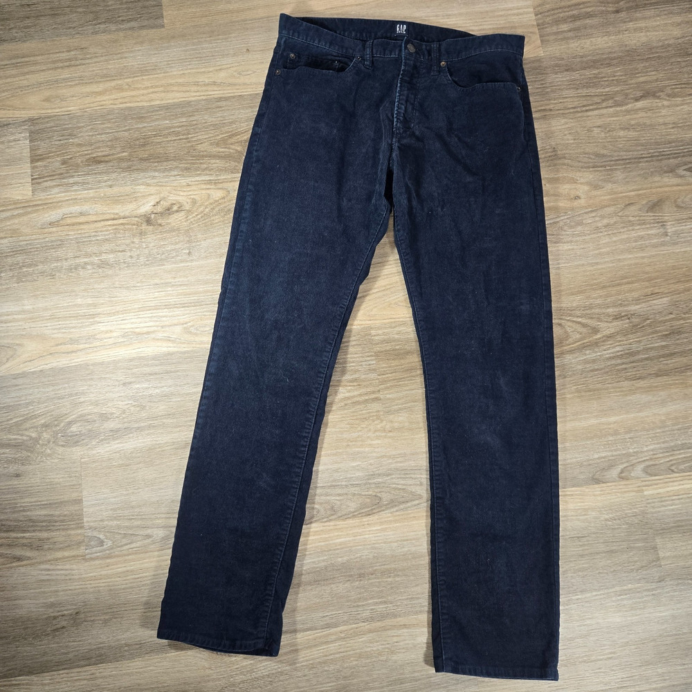 Gap 1969 Corduroy Pants Mens 33x32 Navy Blue Slim Fit 5 Pocket Denim Style